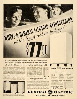  Steel Refrigerators General Electric Range Original Advertising