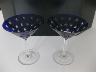 Two Signed Faberge Martini Galaxie Glasses Mint Condition