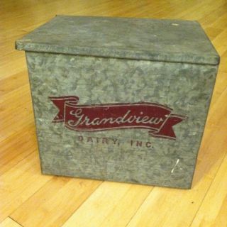 Vintage Grandview Dairy Milk Galvanized Insulated Porch Box