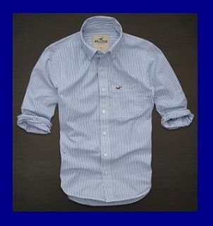 Hollister Button Down Striped Dress Shirt Large L Blue White Stripes