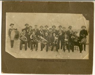  Card Photo Forest Idaho Grangeville Brass Band 1906 Sit in Snow