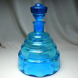 Vintage Blue Art Deco Glass Decanter
