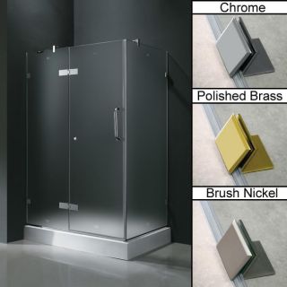  Frosted Glass Shower Enclosure with Left Door Brush Nickel