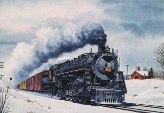 Grand Trunk Western 4 8 4 Locomotive Christmas Card