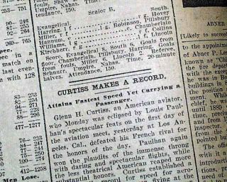  1st U s Air Show Meet Glenn Curtiss Airplanes Record Newspaper