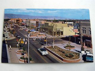 Downtown View Grand Junction Colorado Postcard Old Cars