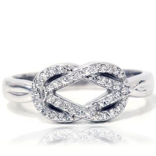  Womens Knot Everlong Solid 14k White Gold Anniversary Band