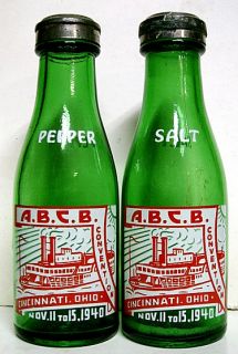 1940 A B C B Convention Salt Pepper Set ACL Mini Bottles