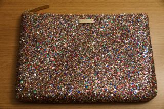   Spade Gia Clutch Cosmetic Bag Purse Sparkler Glitter Multi Color NWT