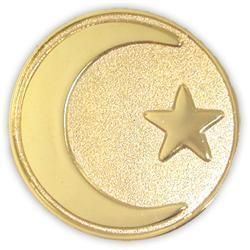 Islam Crescent Moon and Star Lapel Pin Gold Plated