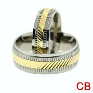 Matching Titanium Wedding Rings Bands with Gold PL Center for Men and