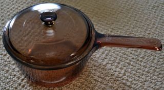 Pyrex Corning Visions Amber Glass 1 5 Liter Covered Sauce Pan Cookware
