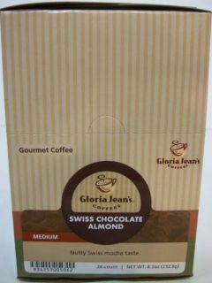 Gloria Jean Swiss Chocolate Almond Coffee 24 Count K Cups New