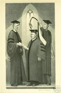 Grant Wood WPA 1939 Print Honorary Degree Graduation