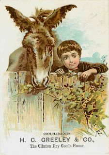  1890s Victorian Trade Card Advertising H C Greeley Co Dry Goods