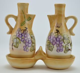 Grape Pottery Cruets Italian Vineyard Themed Pottery Set Home Decor