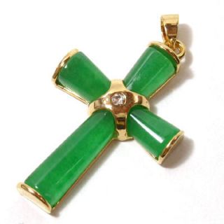 Green Jade Cross Pendant Necklace