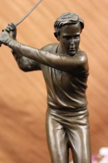 Original Signed Milo Golf Player Bronze Sculpture Statue Figure