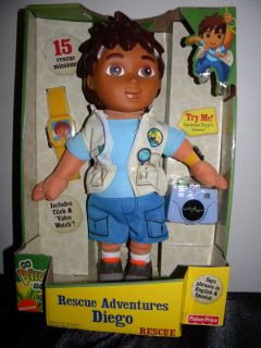 New Fisher Price Go Diego Go Rescue Adventures Doll Toy Video Watch
