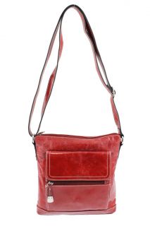 Giani Bernini Red Leather Adjustable Strap Crossbody Handbag Medium
