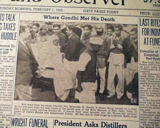 Mahatma Gandhi Orville Wright Deaths 1948 Newspaper