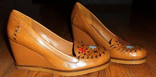 Gianni Bini Leather Wedge Shoes Womens Size Sz 7 5 M