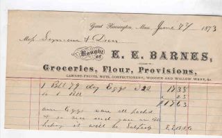 Oldhal Great Barrington MA 1873 Barns Groceries