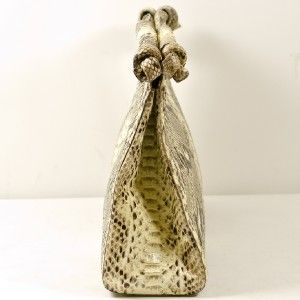 Nancy Gonzalez Extra Large Natural Python Top Handle Clutch Bag