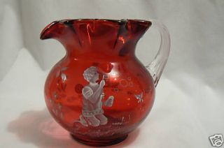 Fenton 41 2 Cranberry Pitcher Mary Gregory Ed