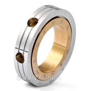 Silver Gold Stainless Steel Zodiac Pendant Couple Rings