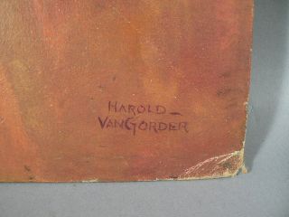  up illustration oil on artist board artist signed Harold Van Gorder