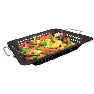 Grill Pro Porcelain Coated Square Wok Topper Steel Pan Iron Hand Cook