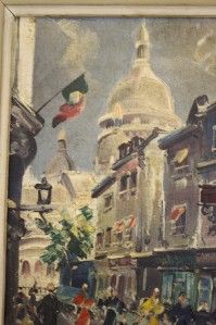 C1950 Signed French Painting Basilica of The Sacred Heart Paris by