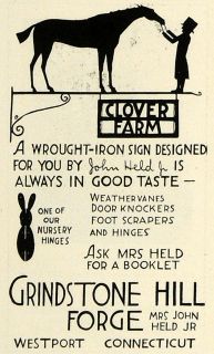 1925 Ad Grindstone Hill Forge John Held Iron Sign Decor Weathervanes