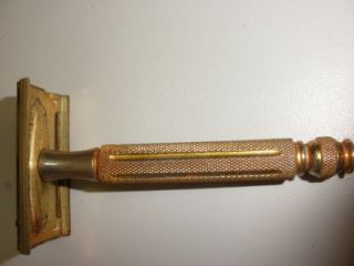 Vintage Gillette Safety Razor Brass 3 Piece Tech