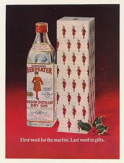 1967 Beefeater Gin Bottle Gift Box First Word for Martini Ad