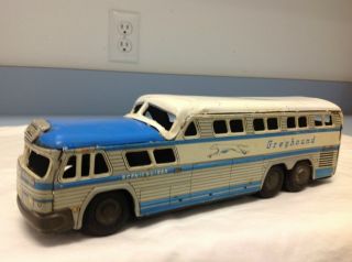 Vintage Greyhound Bus Toy 1950s 60s Metal Bus Toy