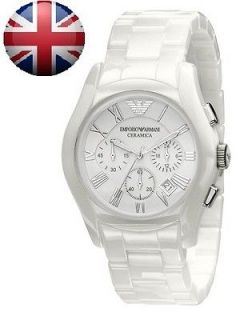 new mens emporio armani white cermic watch ar1403 time left