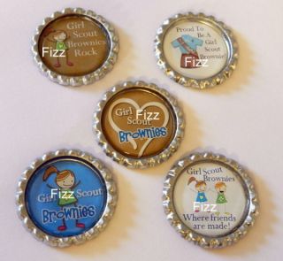 PC Flattened Girl Scout Brownie Bottle Caps Bows Crafts