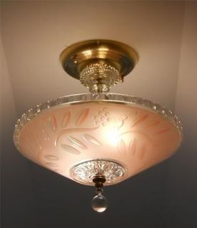30s Art Deco Vintage Antique Ceiling Light Fixture Chandelier Shade