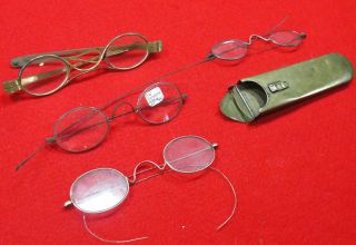 Antique Eyeglasses and Brass Spectacle Case