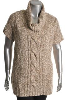 Inc New Retro Glamour Beige Cable Knit Marled Tunic Sweater Plus 2X