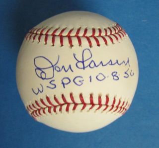 Don Larsen Autographed Signed Baseball Inscribed WS PG 10 8 56 PSA DNA