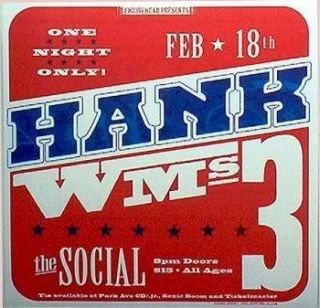Hank Williams III 3rd RARE Live 2002 Concert Gig Poster
