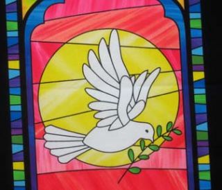  Dove Church Stained Glass Windows Quilt Blocks Sew Craft Panel