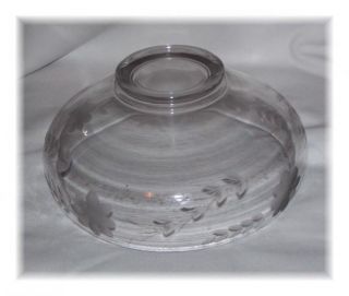 Vintage Floral Etched Glass Serving Bowl Heavy Etching Dessert