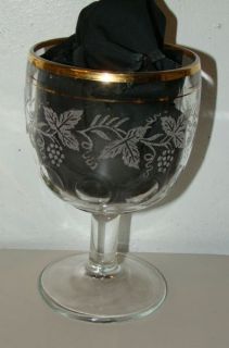 10 Embossed Grape Vine Glasses Gold Rim Large Goblets & Juice Glasses