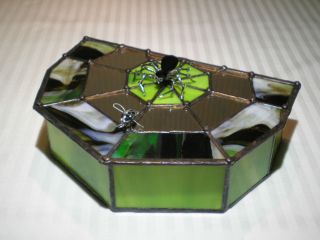 Handmade Stained Glass Jewelry Box Spider
