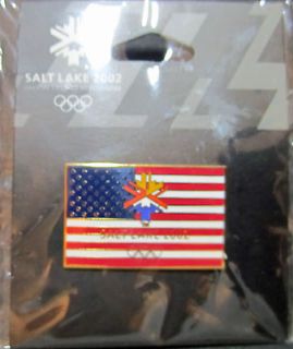 2002 Salt Lake City USA Flag Winter Olympic Pin * new in plastic