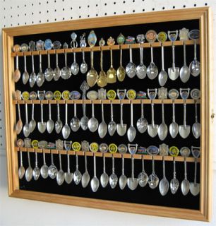 60 Spoon Display Case Cabinet Holder Rack Wall Mounted, Glass Door